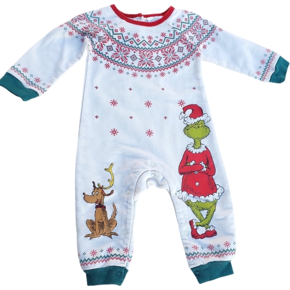 Dr Seuss The Grinch One-piece Sleeper Footless Holiday 6-9 Months  - Picture 1 of 4